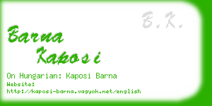 barna kaposi business card